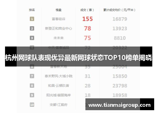 杭州网球队表现优异最新网球状态TOP10榜单揭晓
